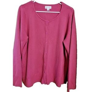 Avenue Cardigan Sweater Women Sz  18-20 Hot Pink Long Sleeve Button‎ Up Barbie